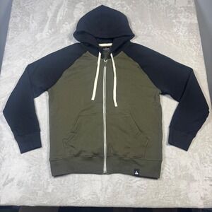 NWOT American Giant Mens Midweight Full Zip Hoodie L Black Green Made in USA